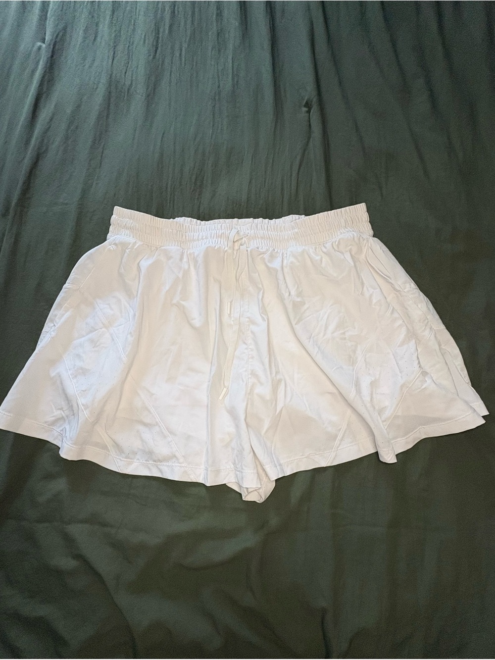 Avia White Elastic-Waist Athletic Shorts with Drawstring